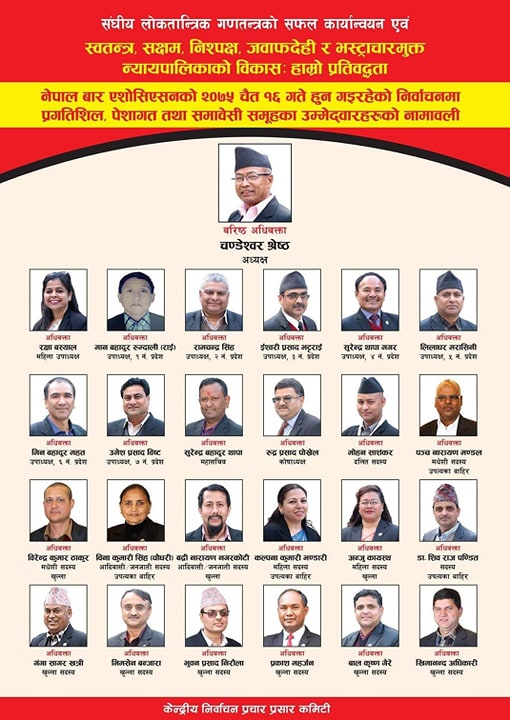 नेपाल बार एशोसिएशनको नयाँ नेतृवका लागि चण्डेश्वर श्रेष्ठको प्यानल घोषणा
