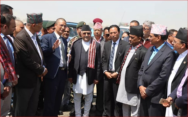 प्रधानमन्त्रीद्वारा निर्माणाधीन अन्तर्राष्ट्रिय विमानस्थलको अवलोकन