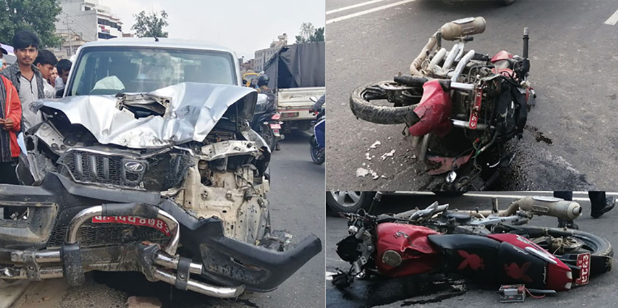 धोबिघाटमा स्कार्पियोले मोटरसाइकललाई ठक्कर दिँदा दुईजनाको मृत्यु