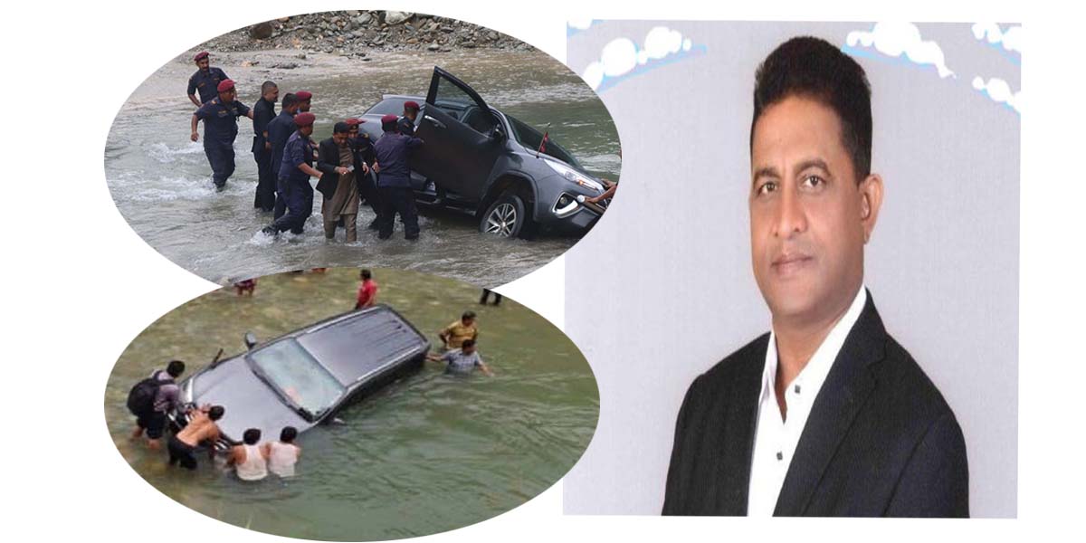 पुलको शिल्यानाश गर्न स्याङजा पुगेका पुर्वाधार मन्त्रीको गाडी दरौँ खोलामा डुब्यो !
