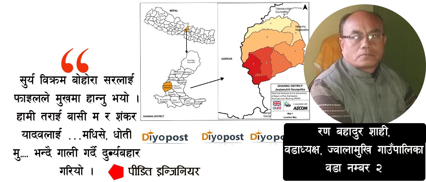 ज्वालामुखिका वडाध्यक्षद्वारा इन्जिनियरमाथि दुर्वयबहार : ‘मधिसे, धोती मु…’ भन्दै आक्रमण !