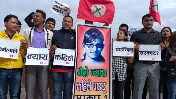 निर्मलाको न्याय माग्दै माइतीघरमा नेविसंघको प्रदर्शन