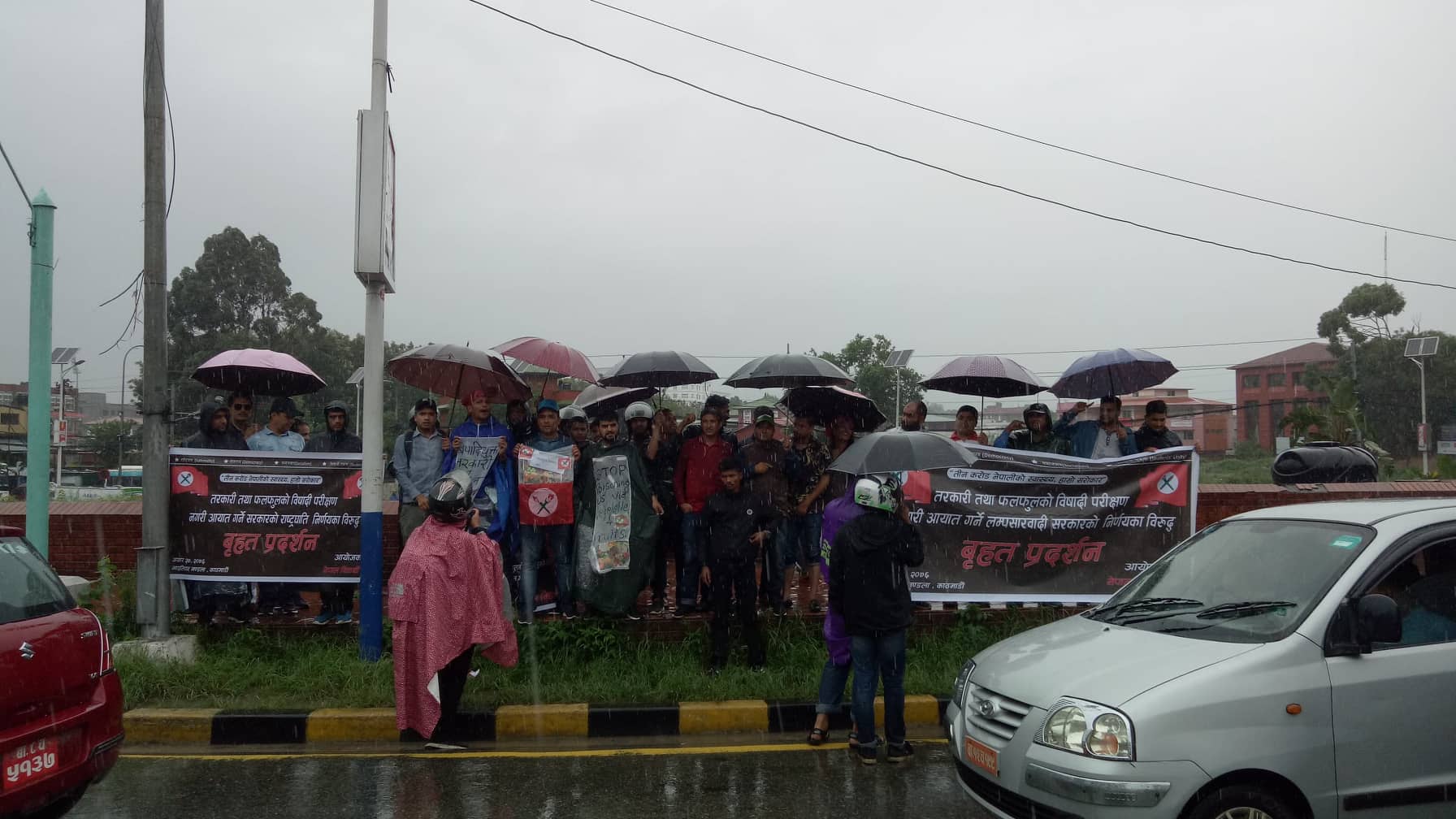 झरीमा रुझेर नेविसंघको आन्दोलन, माइतीघरमा ब्यानरसहितको प्रदर्शन