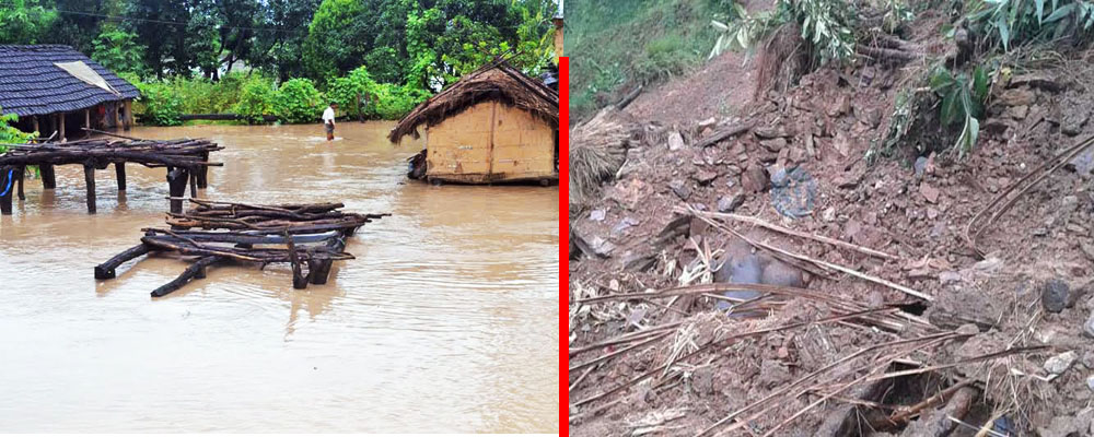अविरल बर्षाको बितण्डाः कैलालीका सय घर डुब्यो, दाङमा २ को मृत्यु