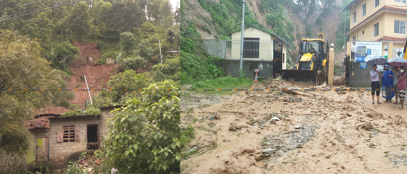 अविरल वर्षाका कारण मलेखुमा पहिरो : पृथ्वी राजमार्ग अवरुद्ध, एक महिला बेपत्ता !