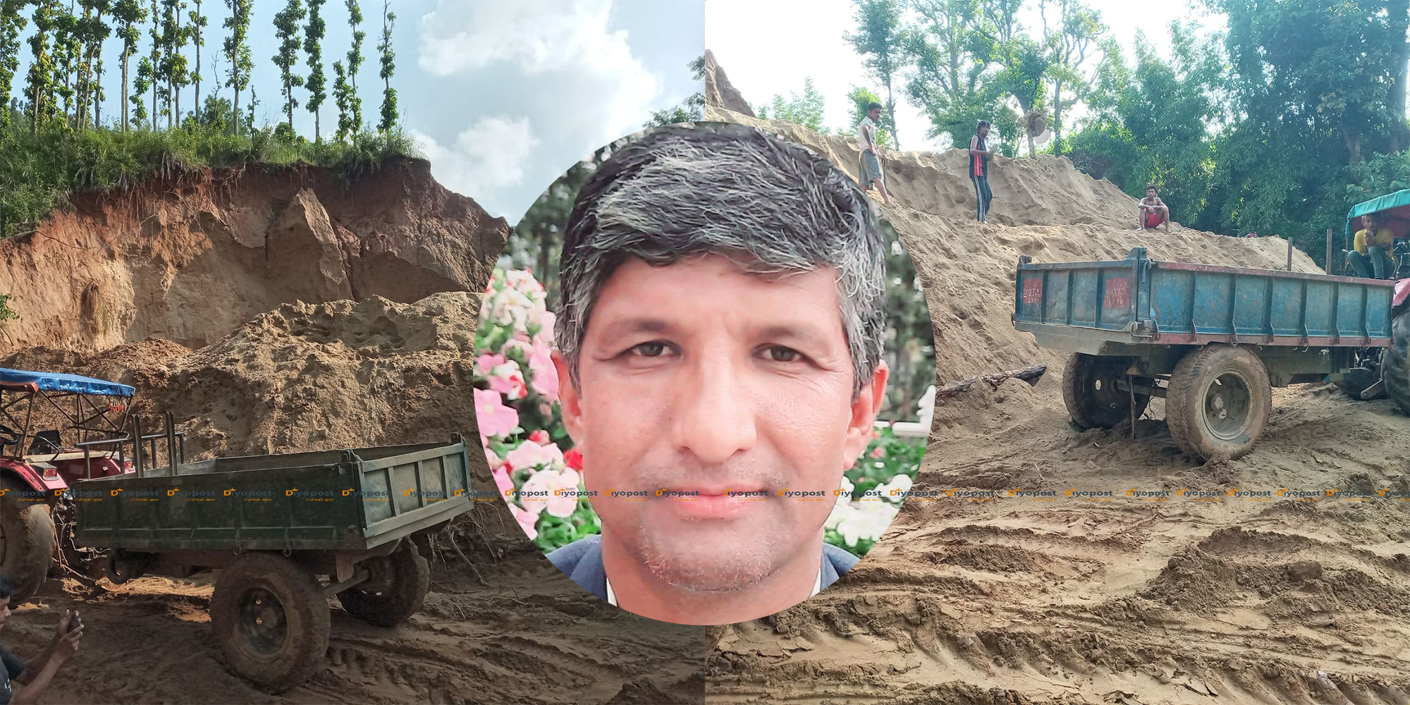 वडाध्यक्षको मिलेमतोमा सिद्धलेकको सामुदायीक वनमा स्क्याभेटर लगाएर बालुवा तस्करी !