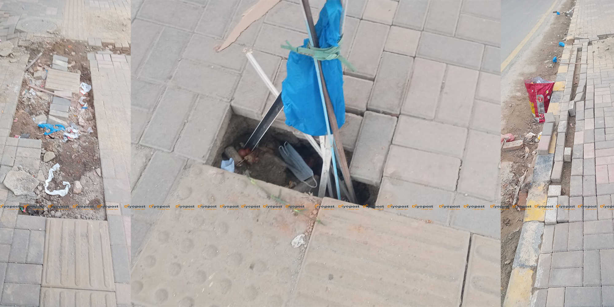 सिंहदरबार गेटैमा कामचोर ठेकेदारको राज : साढे २ करोडमा बनेको कर्ब स्टोन र ब्लकमा प्वालैपाल !