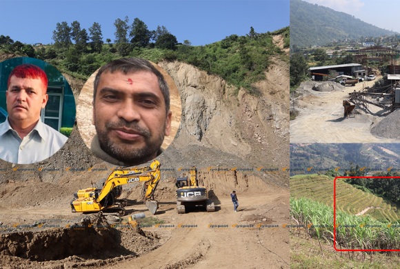 एमाले नेताले चलाएको अवैध ढुंगा खानीले धादिङको थाँक्रेमा बस्ती नै जोखिममा, धान खेत भाँसियो !