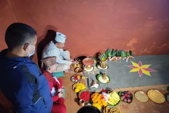 हनुमानढोकास्थित दसैँघरमा जमरा राखियो