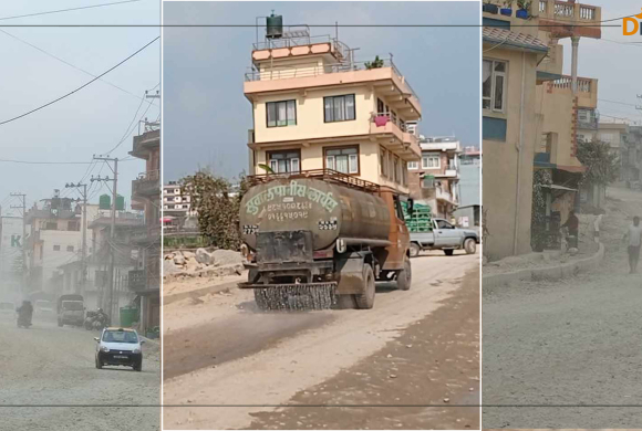 कालोपत्रे गर्नुको सट्टा मासिक २ लाख बढीको पानी सडकमा खन्याइँदै