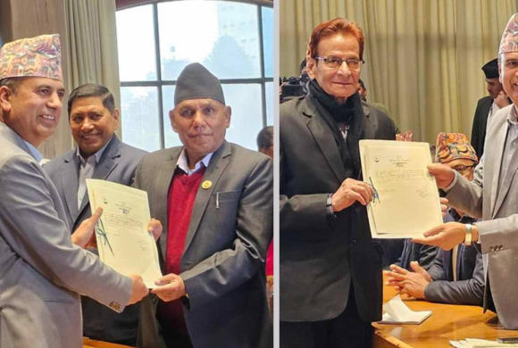 राष्ट्रिय सभाको अध्यक्षमा शर्मा र दाहाललाई निर्वाचित गरियोस् भन्ने प्रस्ताव प्रस्तुत