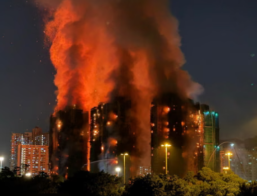 हङकङको आगलागीमा ९४ को मृत्यु, दर्जनौँ घाइते