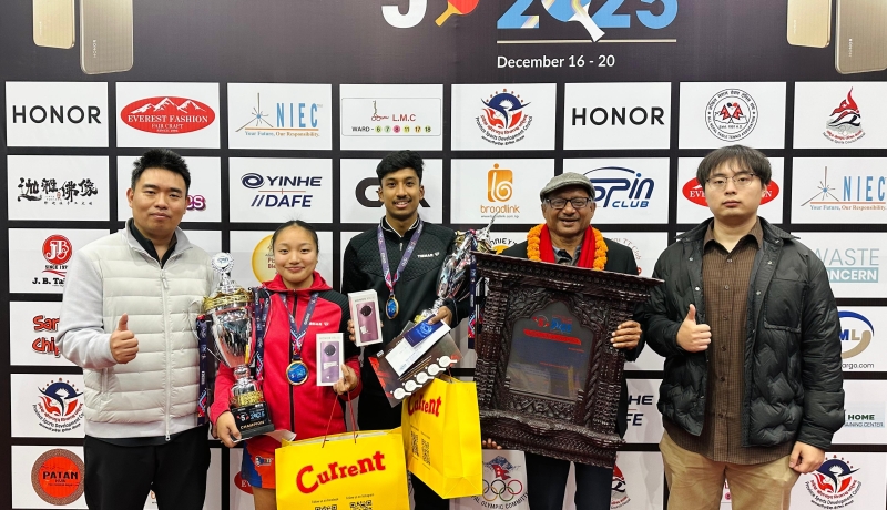 नेपाल अन्तर वडा राष्ट्रिय टेबलटेनिस प्रतियोगितामा रुविन र इभानालाई स्वर्ण