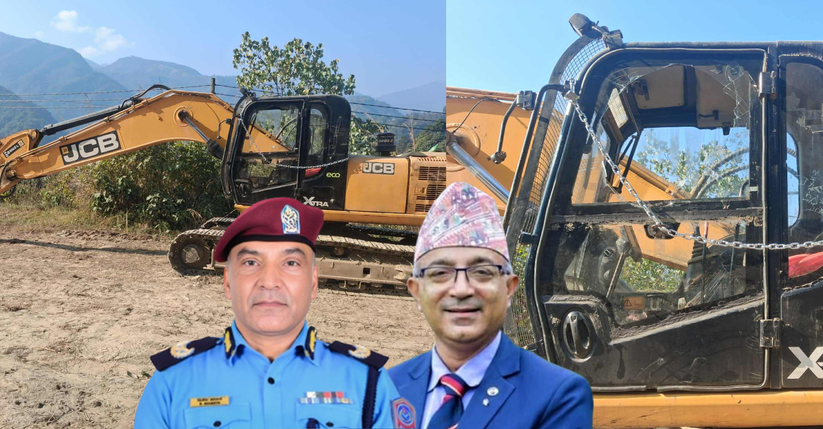 गण्डकीका डिआइजी आचार्य र पोखराका मेयर आचार्यको निर्देशनमा लक गरिएको स्क्याभेटर तोडफोड