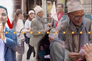 ९२ वर्षका हजुरबुवासहित घरदैलोमा विश्वदीप पाण्डे, रुपन्देही-२ मा चुनावी माहोल तात्दै