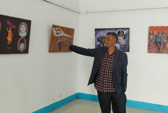 राजकुमार बिकको एकल चित्रकला प्रदर्शनः क्यानभासमा सामाजिक विद्रोह र कलाको फ्युजन