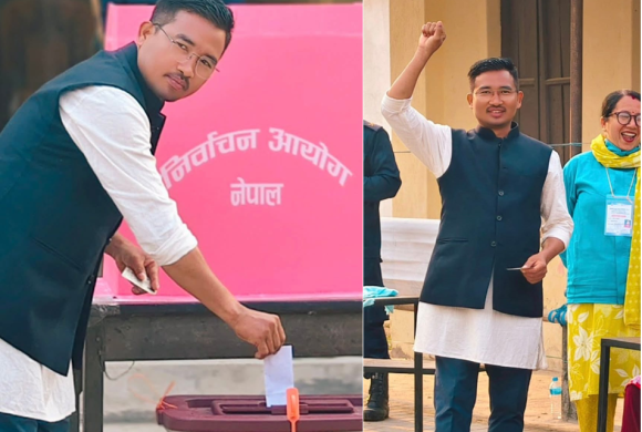झापा-५ का नेकपा उम्मेदवार रन्जित तामाङले गरे मतदान