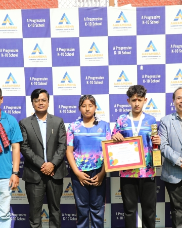 दक्षिण एसियाली पदक विजेता निश्चललाई आरम्भ संस्कार विद्यालयद्वारा सम्मान