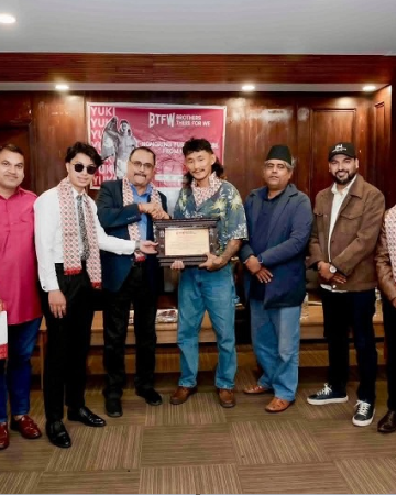 अन्तर्राष्ट्रिय सफलता हासिल गरेका ‘एमएमए’ खेलाडी युकी आङदेम्बे सम्मानित
