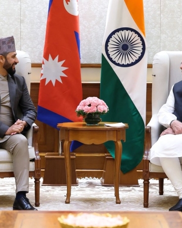रास्वपा सभापति रवि लामिछाने र भारतीय प्रधानमन्त्री नरेन्द्र मोदीबीच हैदराबाद हाउसमा भेटवार्ता