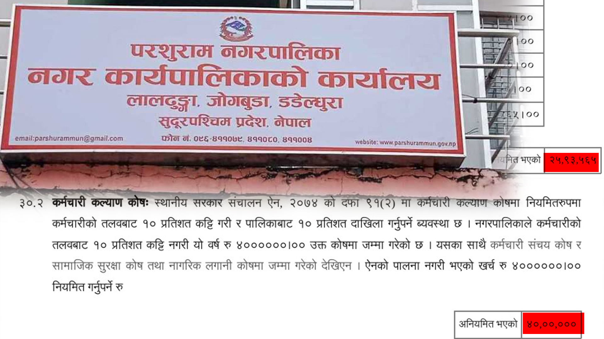काम गर्ने बेला कागजात गायब, बजेट पचाउने बेला ९० लाख स्वाहा: परशुराम नगरपालिकाको गज्जबको ‘जादुमयी’ सुशासन ! 
