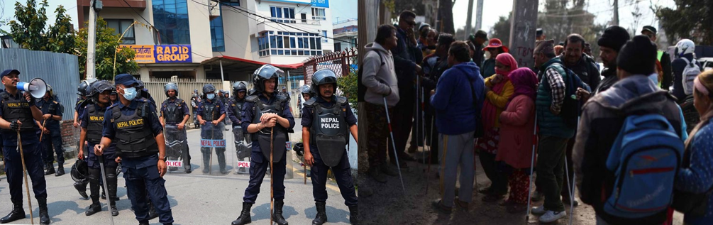 रवि लामिछानेलाई भेट्न नपाएपछि रास्वपा कार्यालयमा दृष्टिविहीनले गरे प्रदर्शन