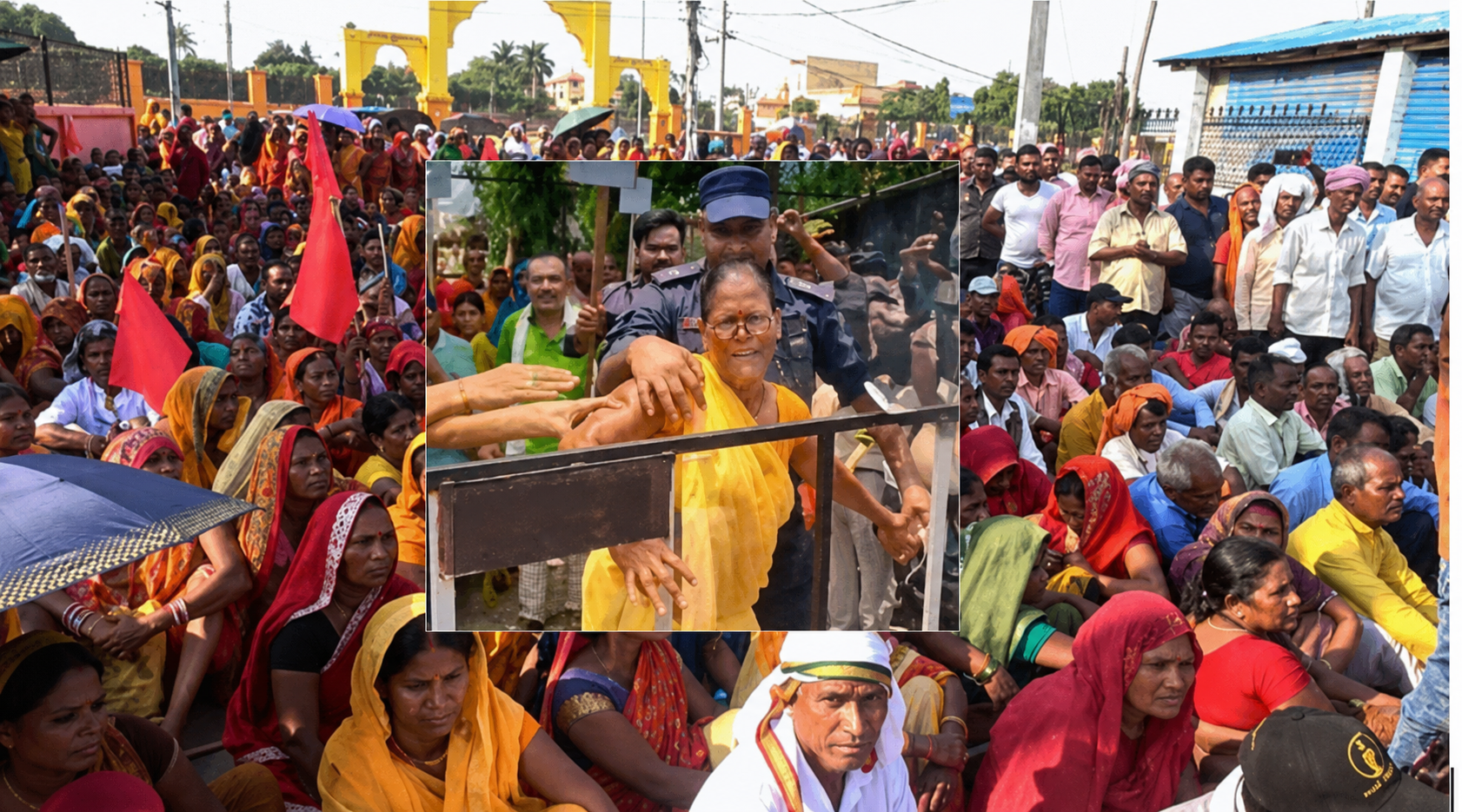 धनुषा अदालतअगाडि मिटरब्याजीविरुद्ध प्रदर्शनका क्रममा एक महिलाद्वारा आत्मदाह प्रयास