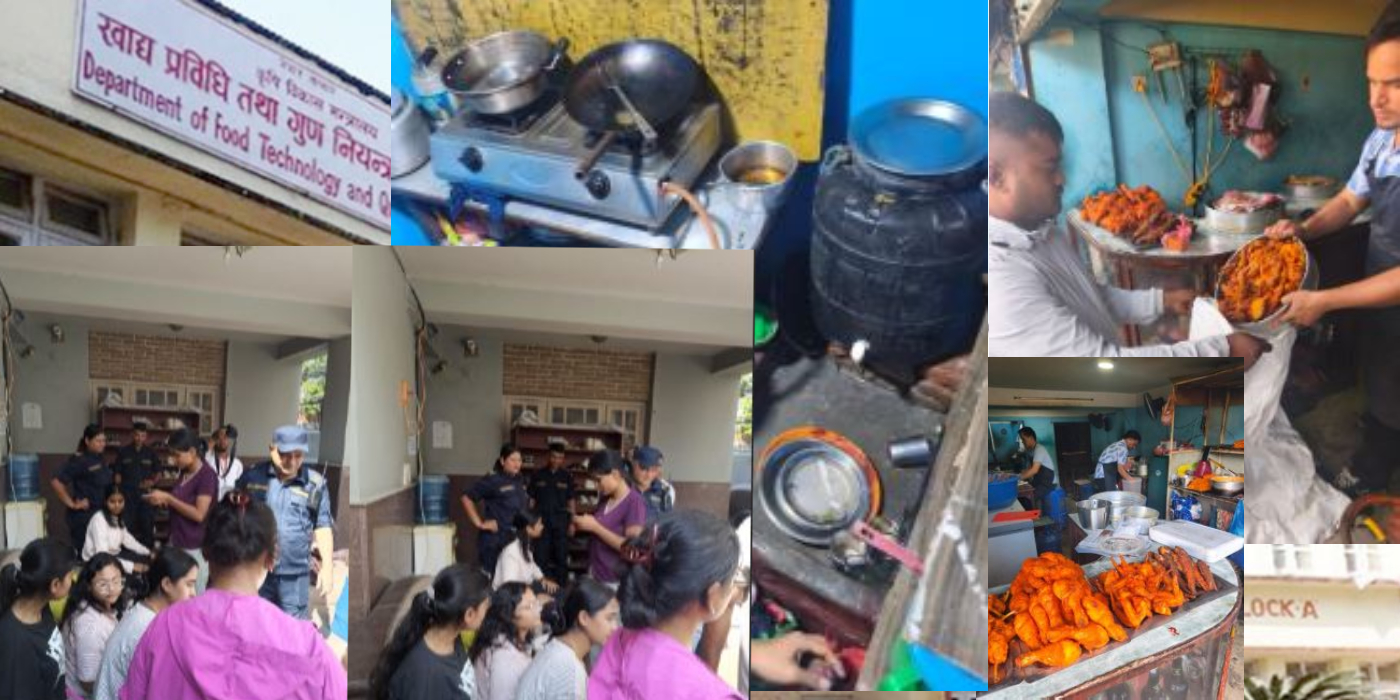 काठमाडौँका होस्टेल र खाजा घरमा खाद्य विभागको अनुगमन, ‘न्यु फ्यामिली गर्ल्स होस्टेल’लाई ३ लाख जरिवाना