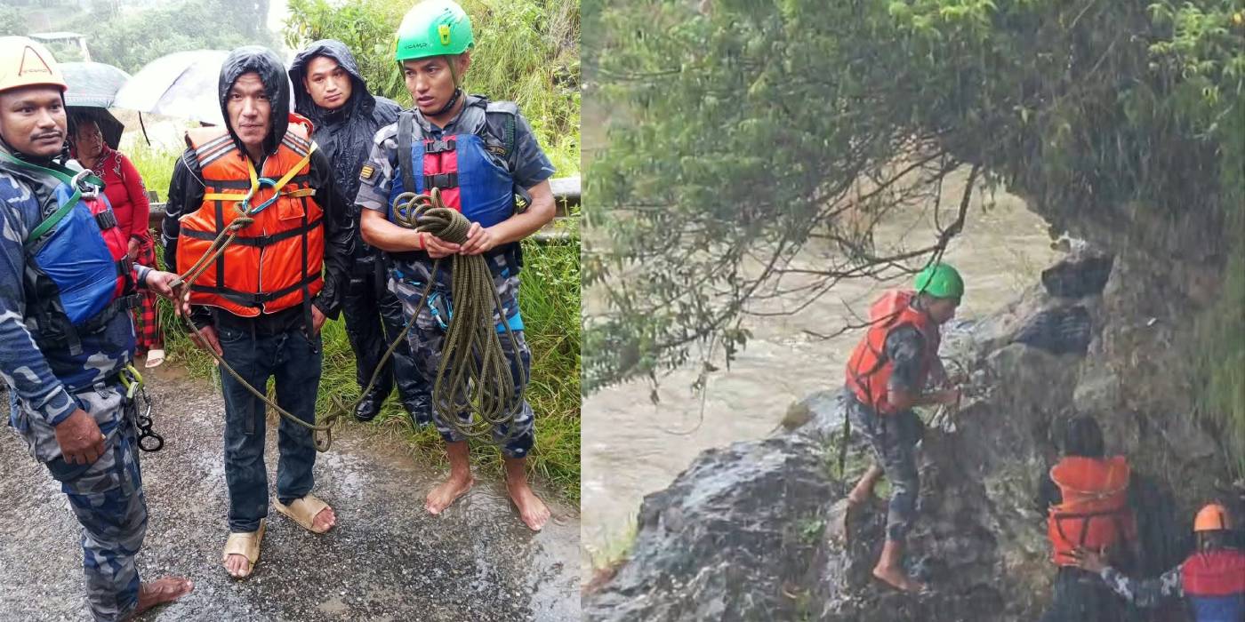 दरौंदी नदीको खोँचमा फसेका युवकको सकुशल उद्धार