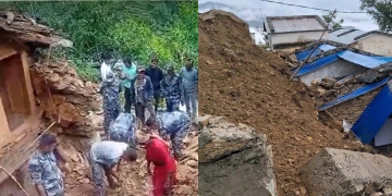 बैतडीमा पहिरोको वितण्डाः ६ परिवार विस्थापित, विद्यालय भवनमा क्षति