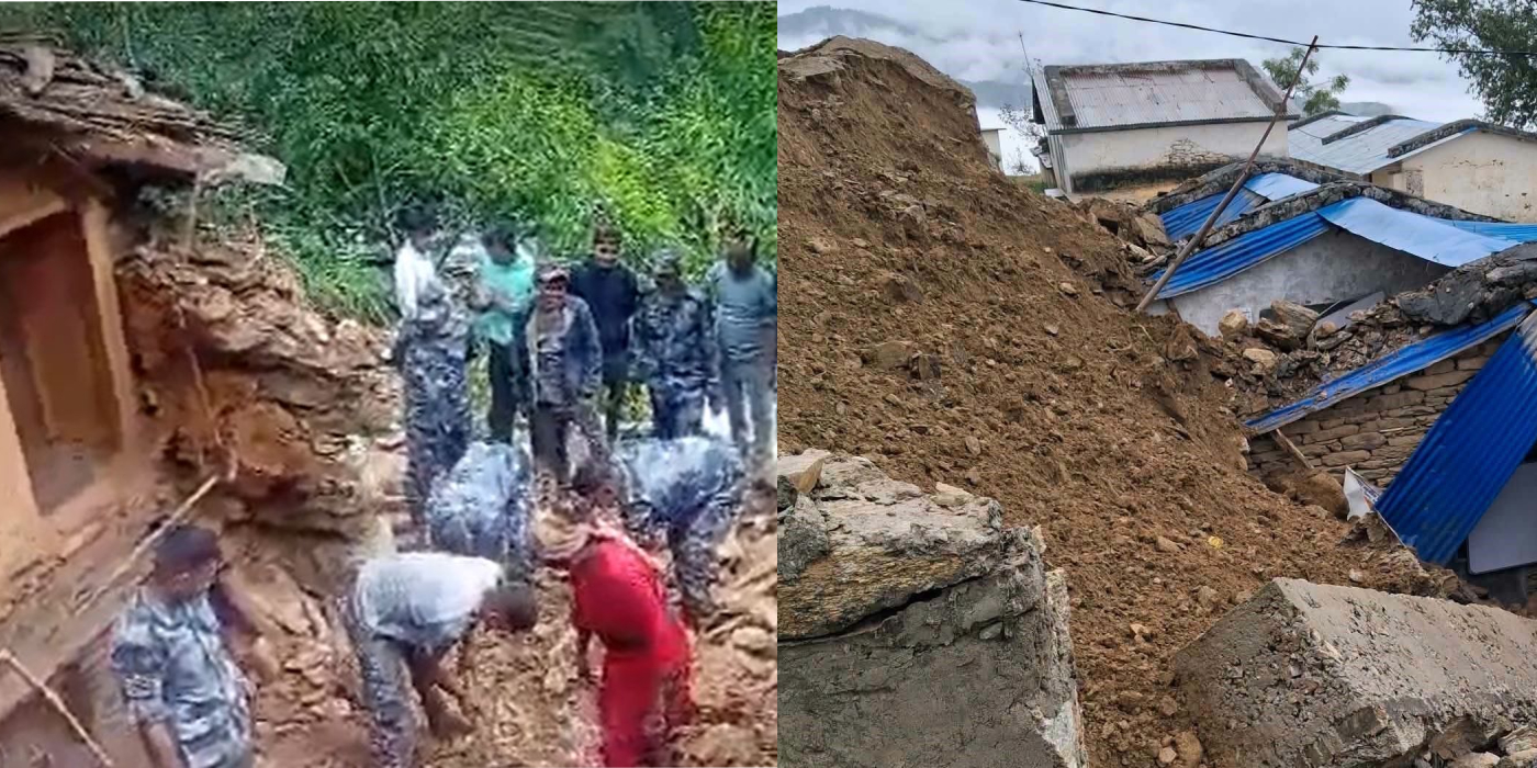 बैतडीमा पहिरोको वितण्डाः ६ परिवार विस्थापित, विद्यालय भवनमा क्षति