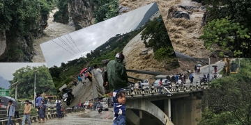 चोभारमा बाढी हेर्न स्थानीयको भिड (फोटो फिचर)