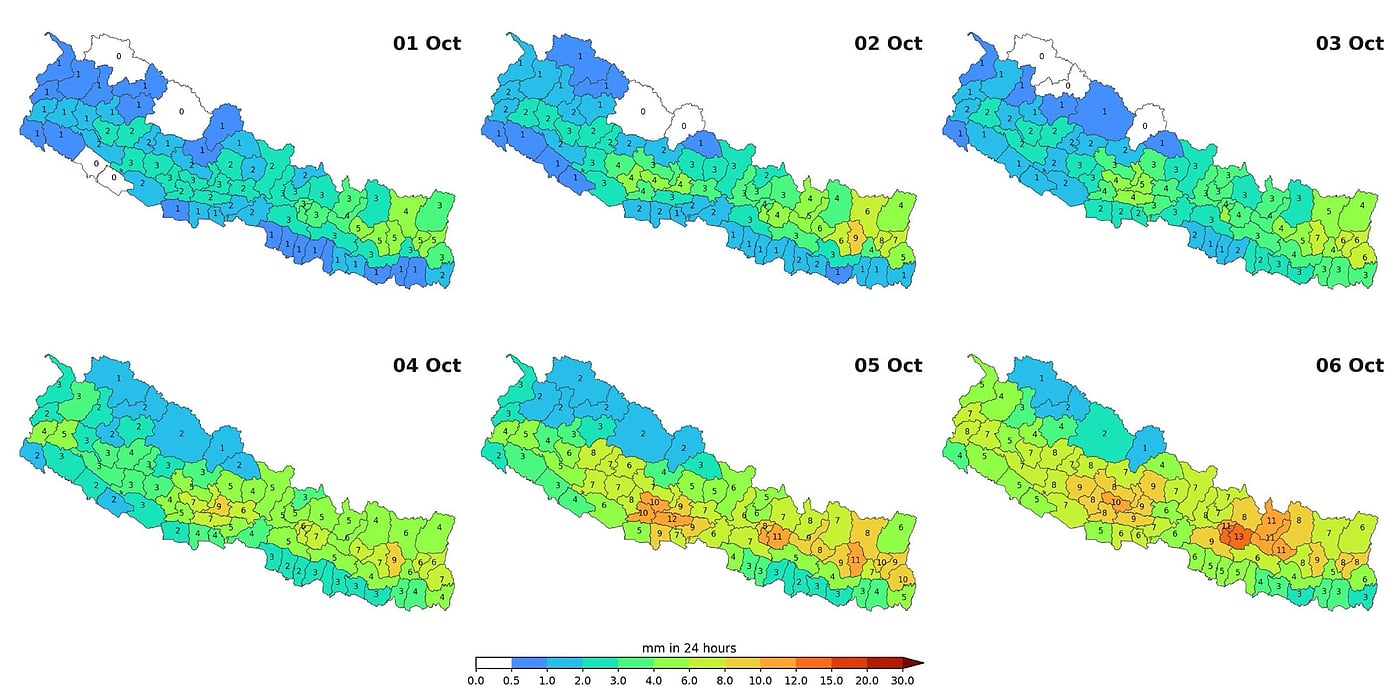 आइतबारदेखि घटस्थापनासम्मै हल्का वर्षाको सम्भावना, देशभर चिसो बढ्ने