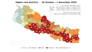 आगामी बिहीबार देखि आइतबार सम्म २८ जिल्लामा वर्षाको उच्च जोखिम
