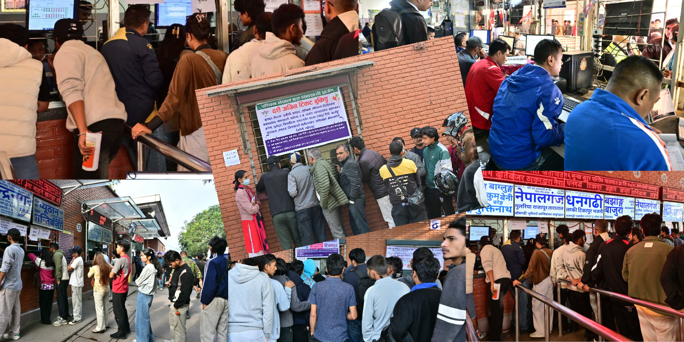 दसैँको अग्रिम टिकट खुल्यो, नयाँ बसपार्कमा टिकट लिने यात्रुको भीड (फोटो फिचर)