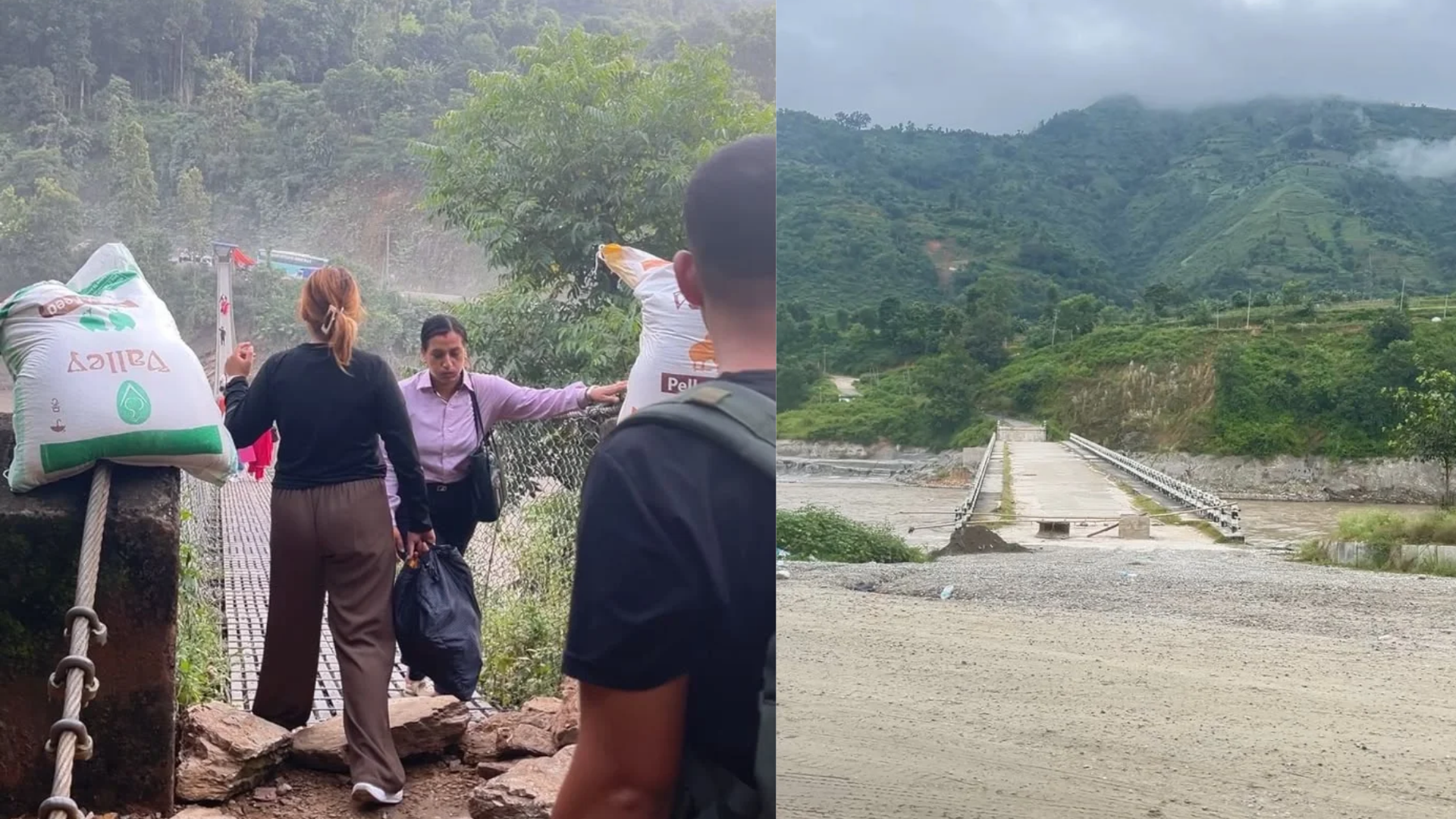 फुर्केखोलाको पुल बगेपछि बिहानीपम्प छेउको झोलुंगे पुलबाट ओहोरदोहोर गर्दै स्थानीय