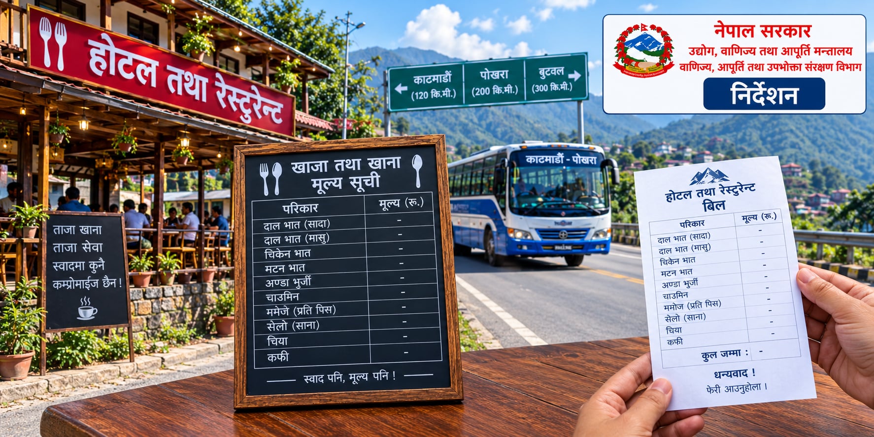 राजमार्गका होटल तथा रेस्टुरेन्टमा मूल्यसूची राख्न र ग्राहकलाई बिल दिन अनिवार्य